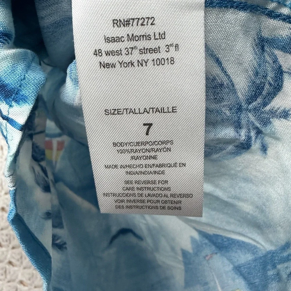 NWT Tommy Bahama shirt Boys Sz 7 Blue Button Up Tropical Floral short Sleeve
